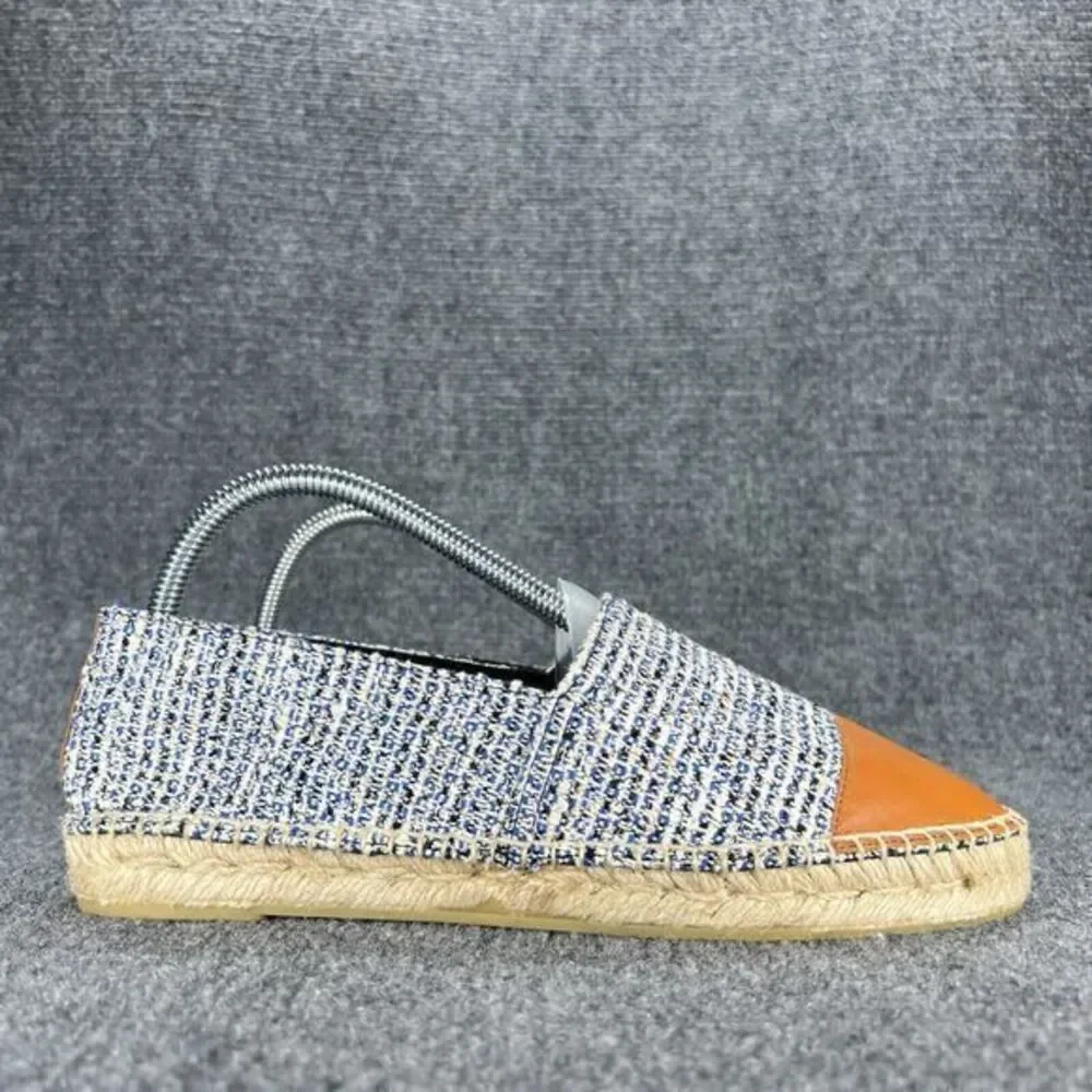 J Mclaughlin Espadrille Slip On Shoes Womens 9 Alexa Denim Natural Cap Toe Flats